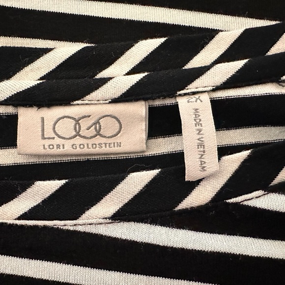 LOGO tunic Shirt Womens 2X Black Striped Flowy Long Sleeve Lagenlook #1696 - Picture 6 of 7